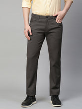 Genips Men's Grey Cotton Stretch Rico Slim Fit Self Design 5 Pocket Trouser